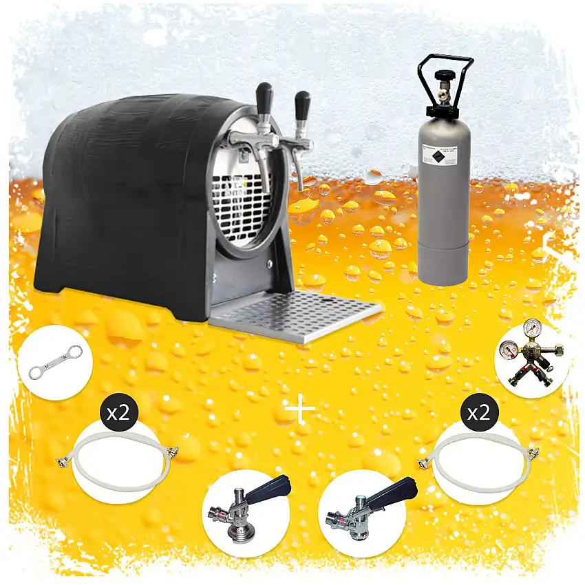 Komplett-Set-Partyfass-2-leitig-60-Liter-h-Zapfanlage-Trockenkuehlgeraet-1
