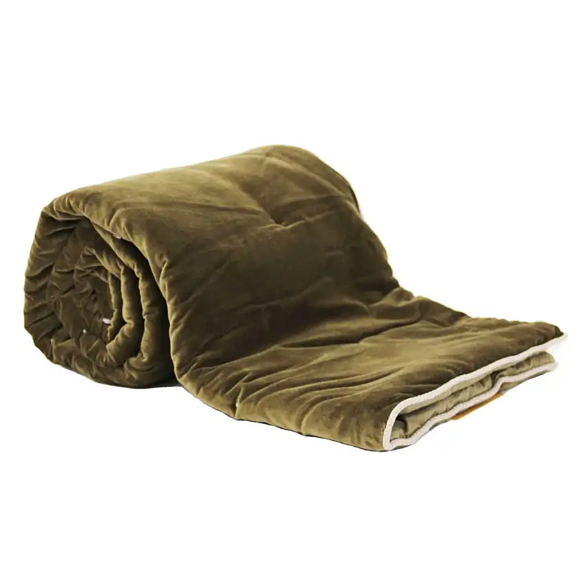 edredon-2-faces-velours-kaki-et-coton-naturel-garni-80-x-200-cm-1