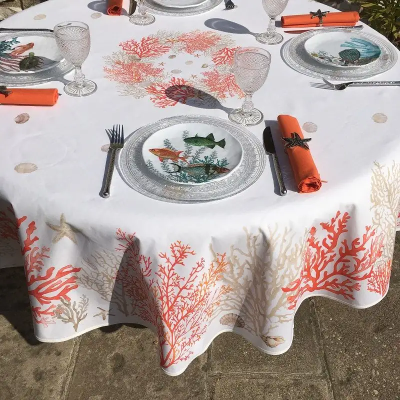 nappe-provencale-ronde-en-coton-lagon-orange-et-corail-230cm-tissus-toselli-1