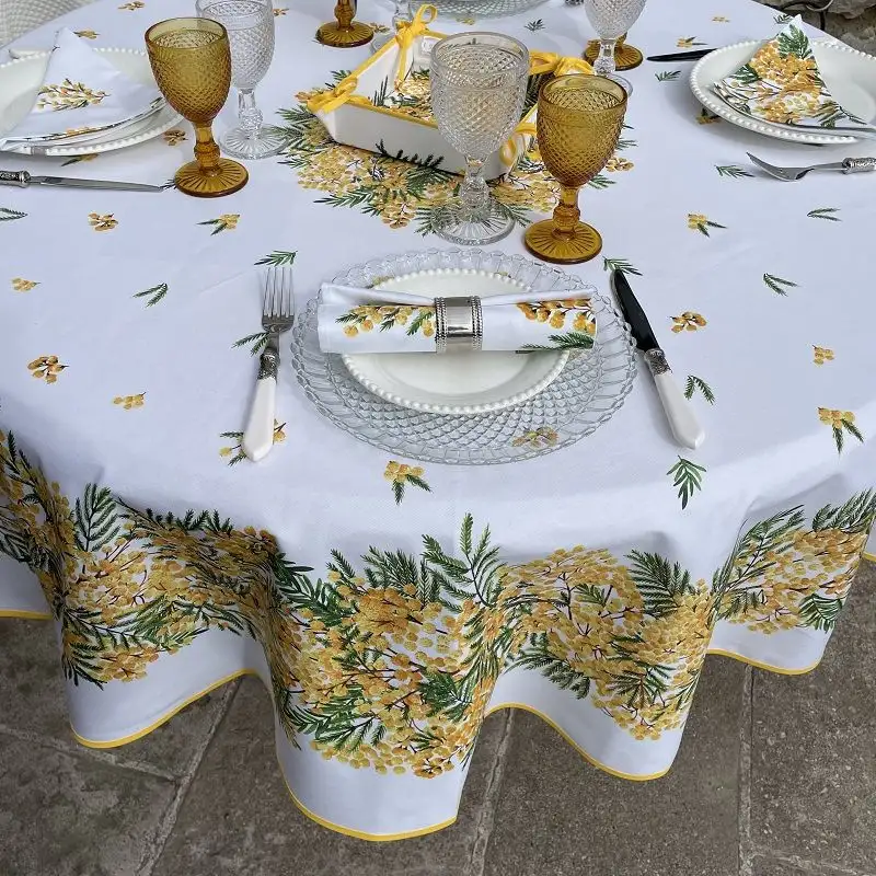 nappe-provencale-ronde-en-coton-mimosas-fond-blanc-1