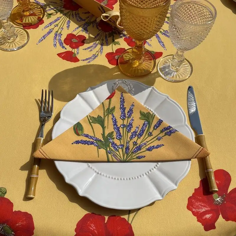 serviette-en-coton-coquelicots-et-lavande-jaune-1