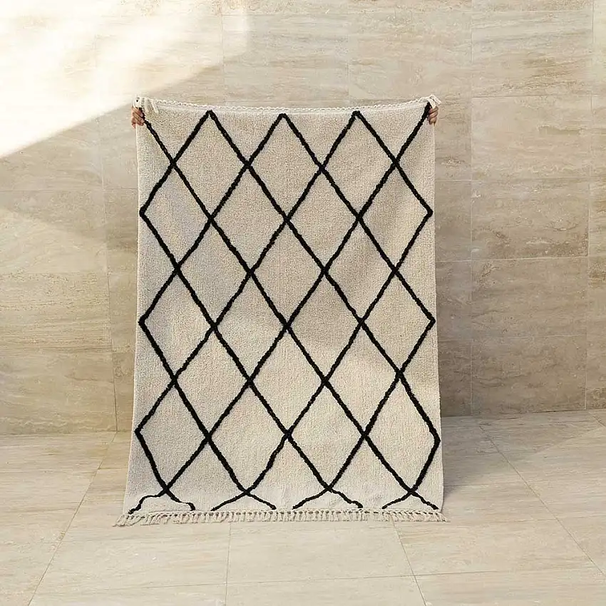 tapis-lavable-coton-noir-ecru-casablanca-1