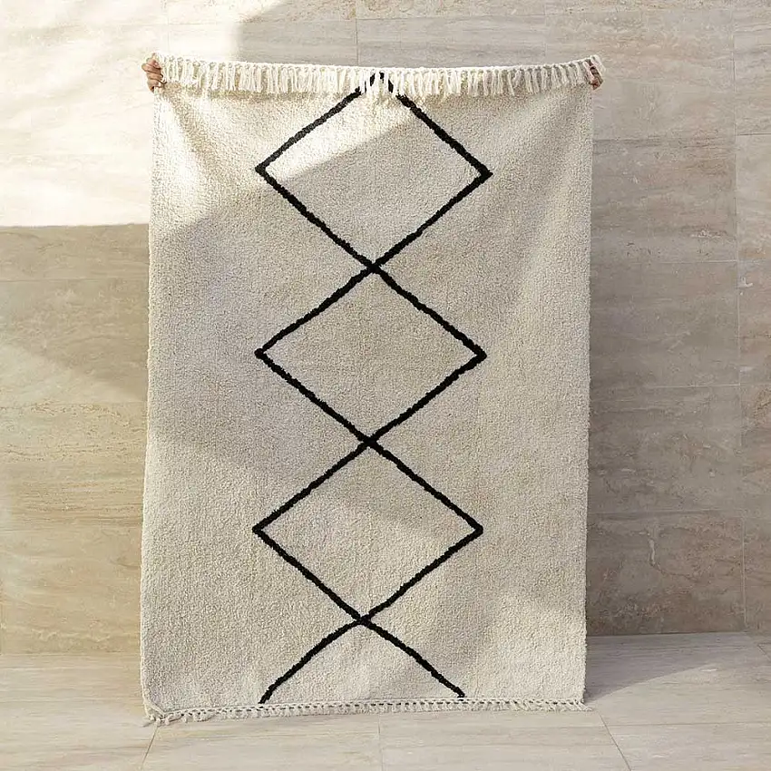 tapis-lavable-losange-coton-noir-ecru-modele-rabat-1